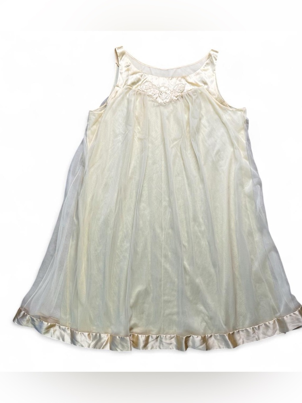 Vintage Gossard Artemis Ivory Sheer Chiffon Nightgown Babydoll Lingerie 36